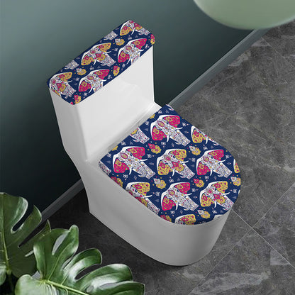 Indian Floral Elephant Pattern Print Toilet Lid And Tank Cover Set