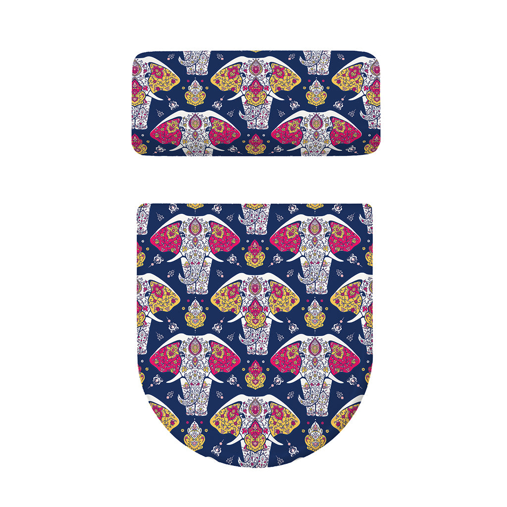 Indian Floral Elephant Pattern Print Toilet Lid And Tank Cover Set