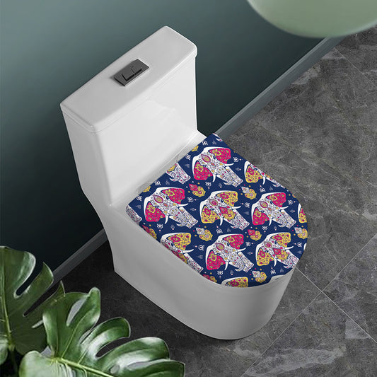 Indian Floral Elephant Pattern Print Toilet Lid Cover