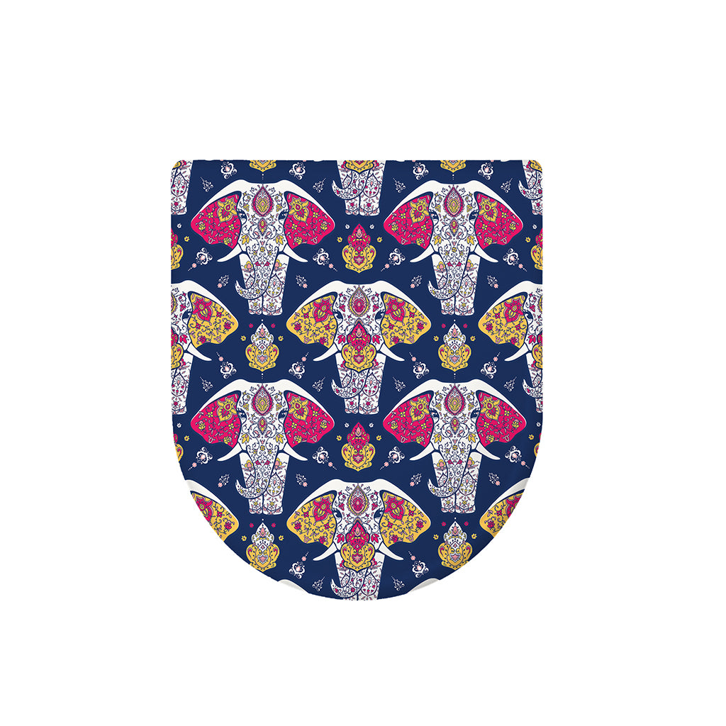 Indian Floral Elephant Pattern Print Toilet Lid Cover