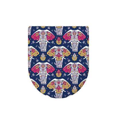 Indian Floral Elephant Pattern Print Toilet Lid Cover