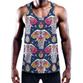 Indian Floral Elephant Pattern Print Men's Workout Tank Top