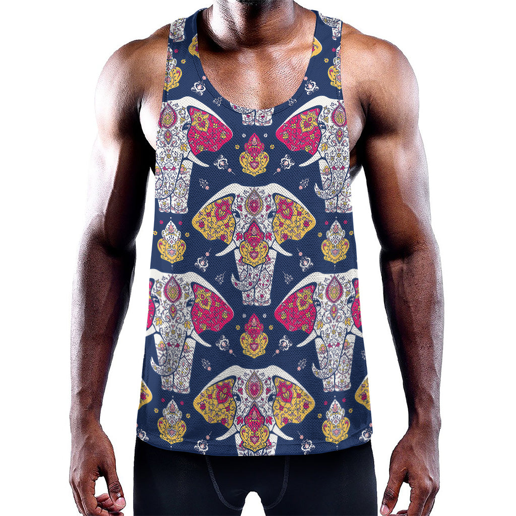 Indian Floral Elephant Pattern Print Training Tank Top