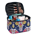 Indian Floral Elephant Pattern Print Travel Makeup Bag