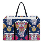 Indian Floral Elephant Pattern Print Utility Tote Bag