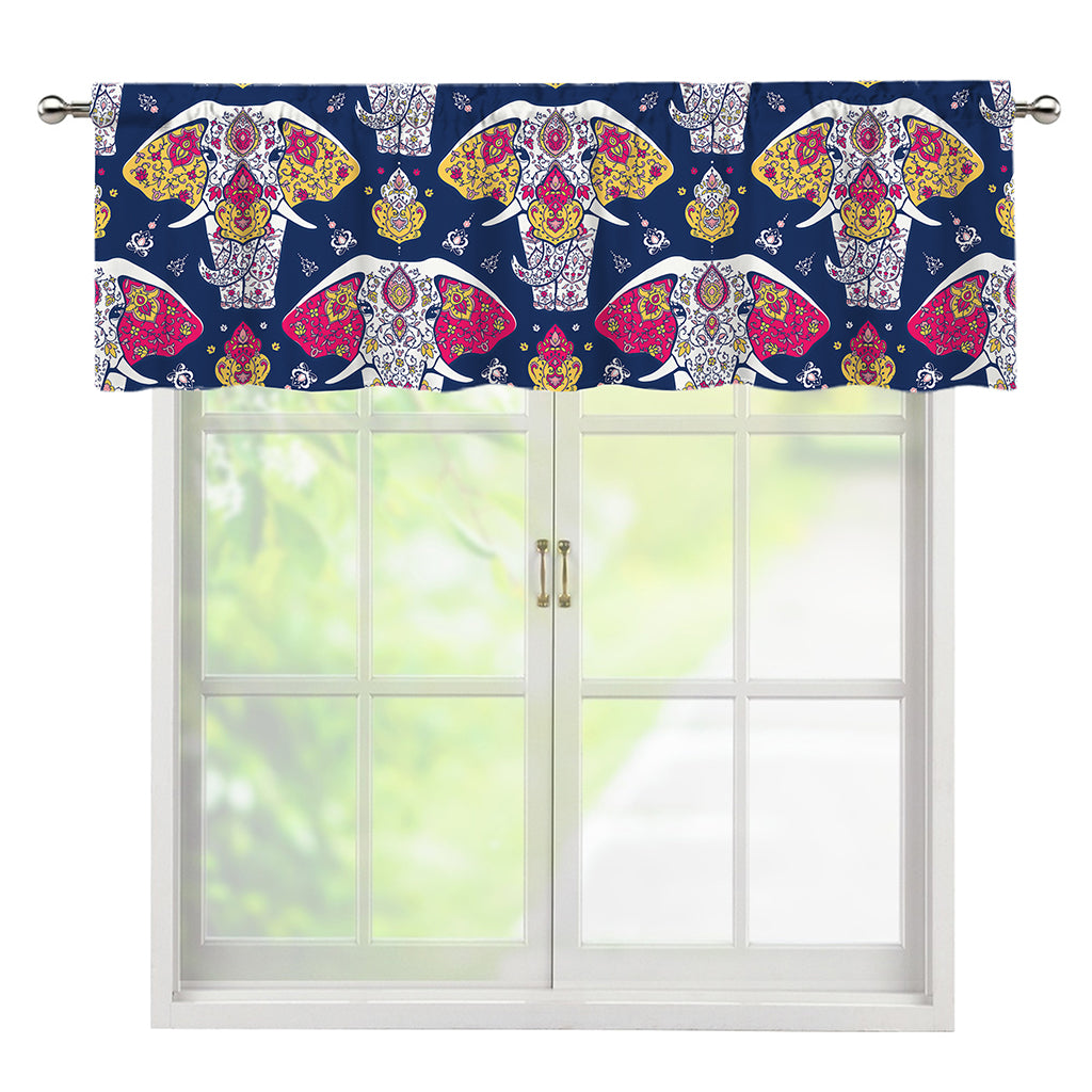 Indian Floral Elephant Pattern Print Window Valance
