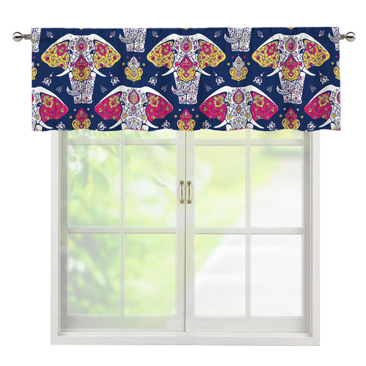 Indian Floral Elephant Pattern Print Window Valance