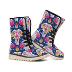 Indian Floral Elephant Pattern Print Winter Boots