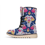 Indian Floral Elephant Pattern Print Winter Boots