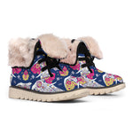 Indian Floral Elephant Pattern Print Winter Boots