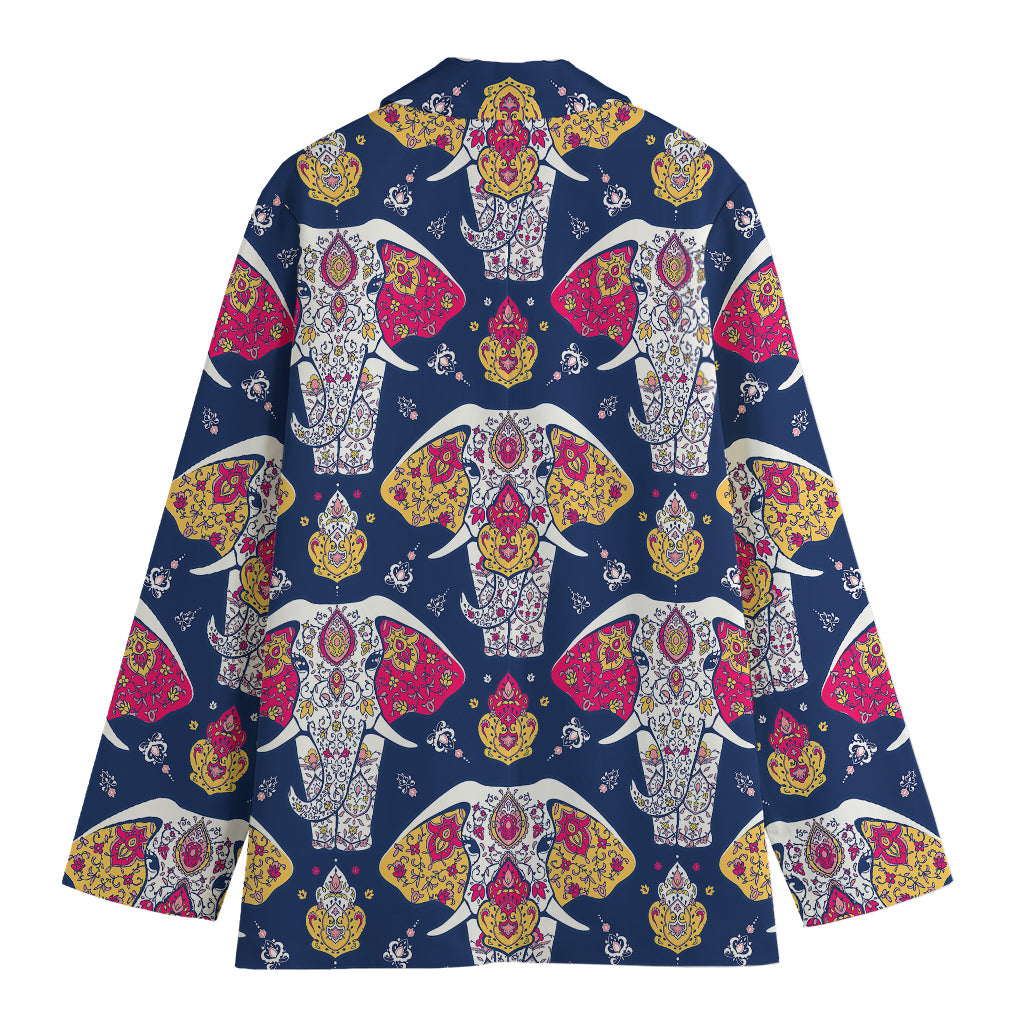 Indian Floral Elephant Pattern Print Women's Blazer