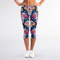 Indian Floral Elephant Pattern Print Women's Capri Leggings