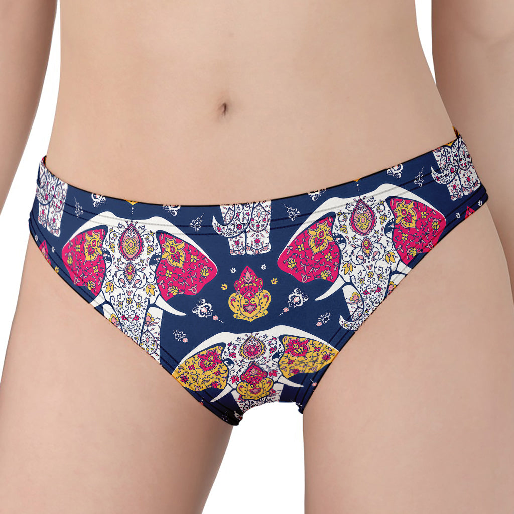 Indian Floral Elephant Pattern Print Women's Panties