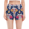 Indian Floral Elephant Pattern Print Women's Split Running Shorts