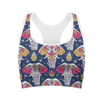 Indian Floral Elephant Pattern Print Women's Sports Bra