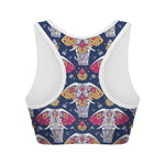Indian Floral Elephant Pattern Print Women's Sports Bra