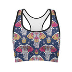Indian Floral Elephant Pattern Print Women's Sports Bra