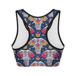 Indian Floral Elephant Pattern Print Women's Sports Bra