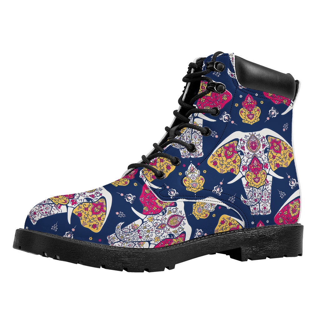 Indian Floral Elephant Pattern Print Work Boots