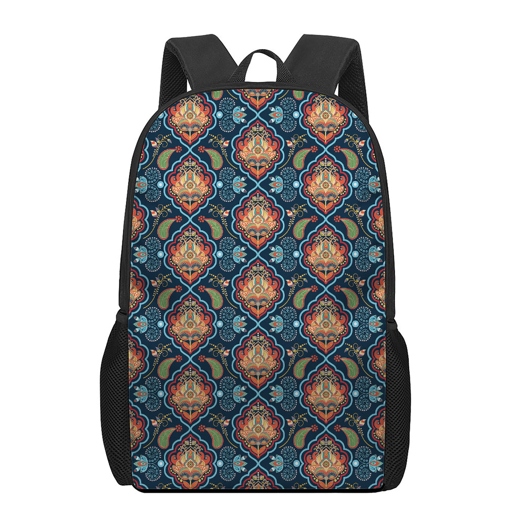 Indian Floral Paisley Pattern Print 17 Inch Backpack