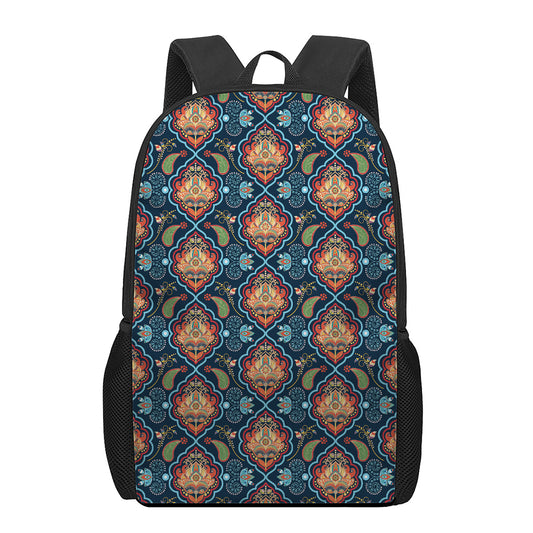 Indian Floral Paisley Pattern Print 17 Inch Backpack
