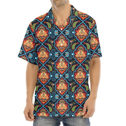 Indian Floral Paisley Pattern Print Aloha Shirt