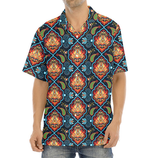 Indian Floral Paisley Pattern Print Aloha Shirt
