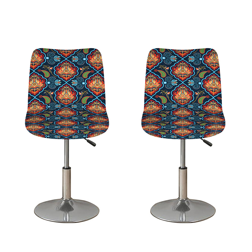 Indian Floral Paisley Pattern Print Bar Stool Covers