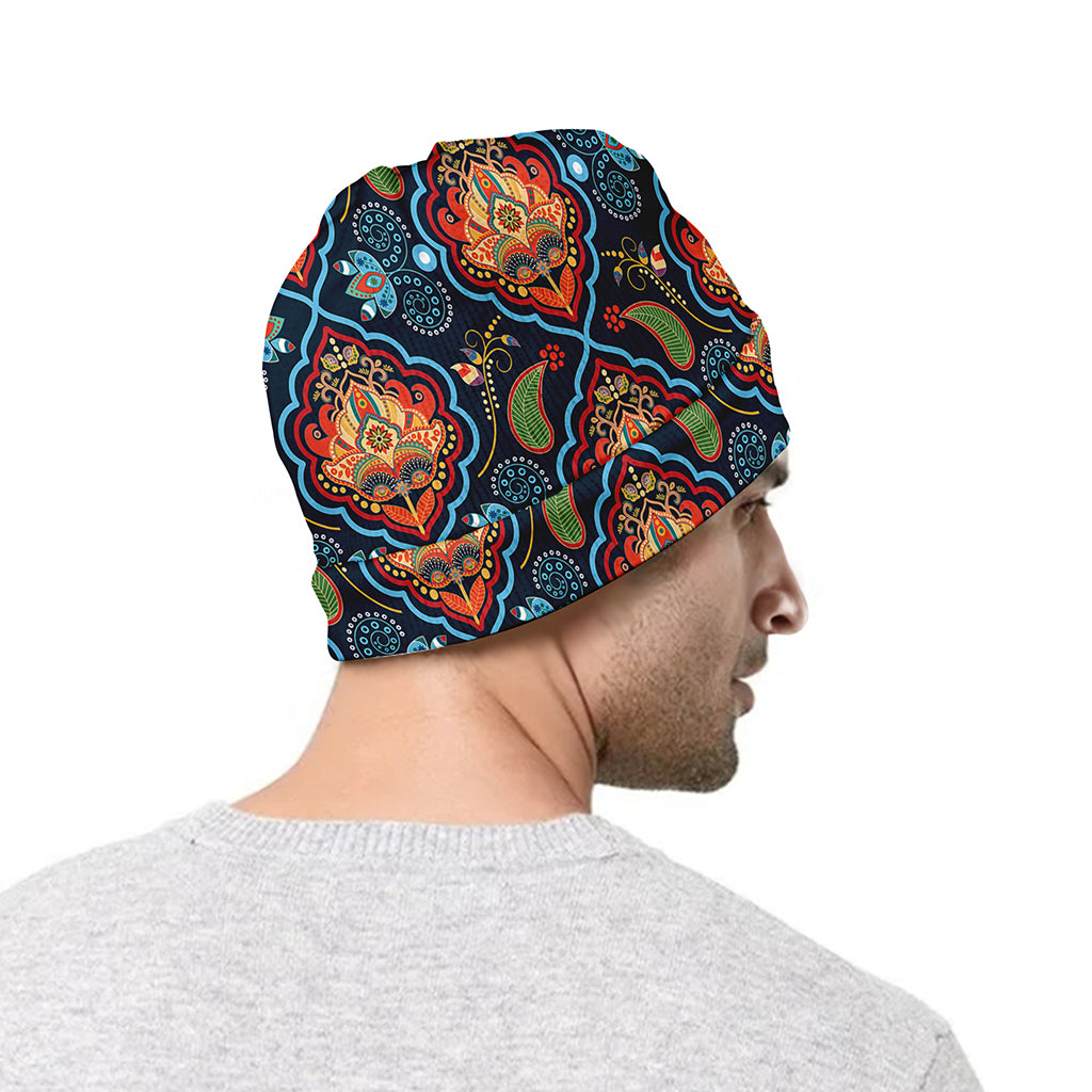 Indian Floral Paisley Pattern Print Beanie