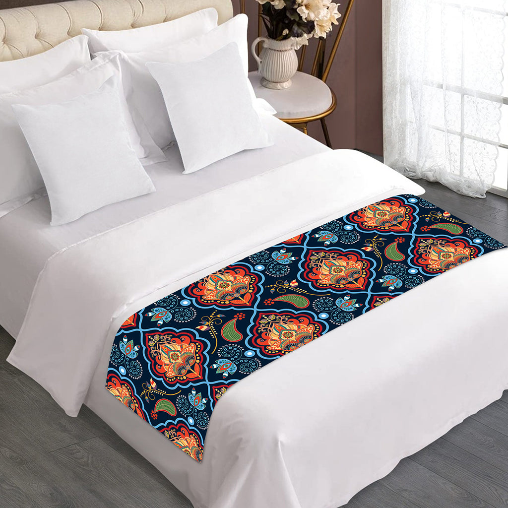 Indian Floral Paisley Pattern Print Bed Runner