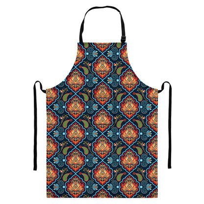 Indian Floral Paisley Pattern Print Bib Apron With Pocket