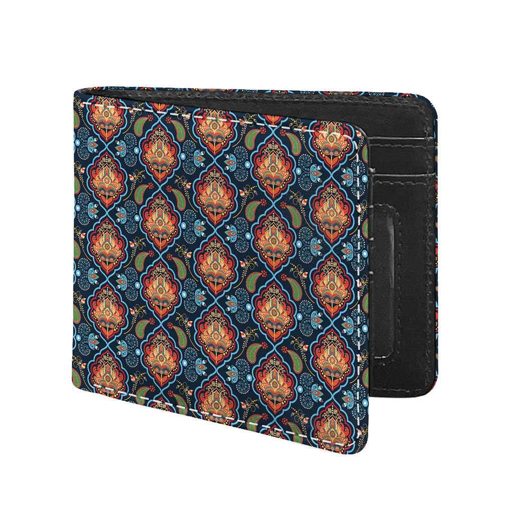 Indian Floral Paisley Pattern Print Bifold Wallet