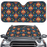 Indian Floral Paisley Pattern Print Car Windshield Sun Shade