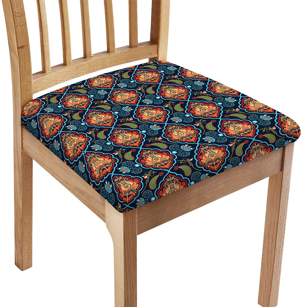 Indian Floral Paisley Pattern Print Chair Cushion Cover