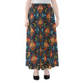Indian Floral Paisley Pattern Print Chiffon Maxi Skirt