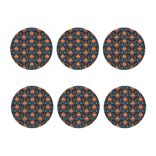 Indian Floral Paisley Pattern Print Coaster Set