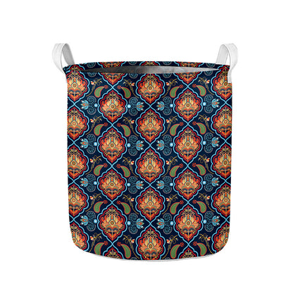Indian Floral Paisley Pattern Print Collapsible Laundry Basket