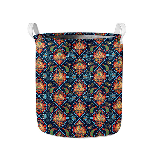 Indian Floral Paisley Pattern Print Collapsible Laundry Basket