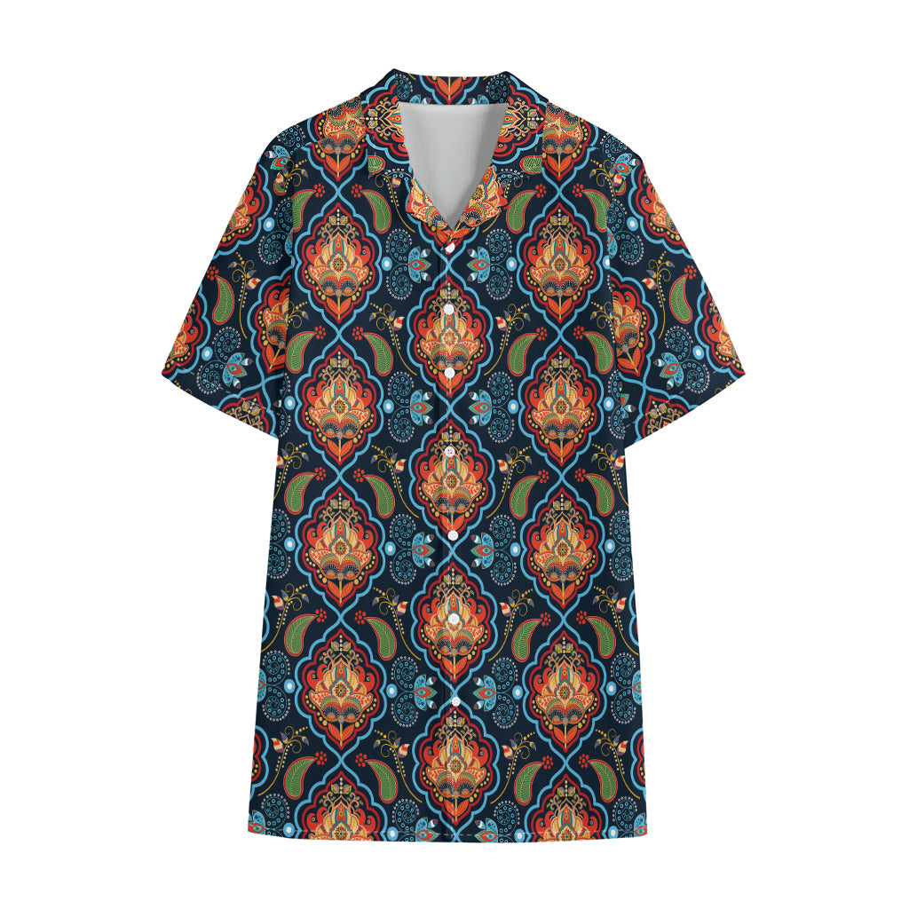 Indian Floral Paisley Pattern Print Cotton Hawaiian Shirt