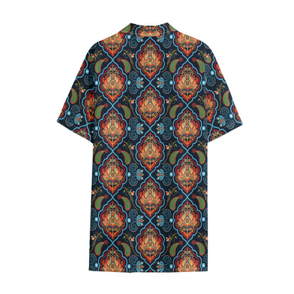 Indian Floral Paisley Pattern Print Cotton Hawaiian Shirt