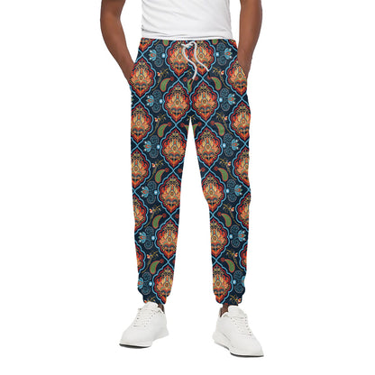 Indian Floral Paisley Pattern Print Cotton Pants