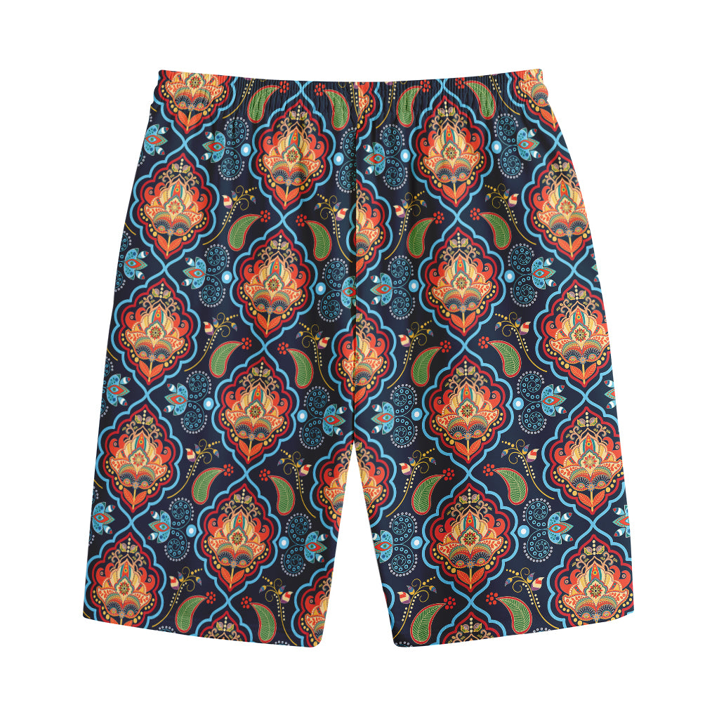 Indian Floral Paisley Pattern Print Cotton Shorts