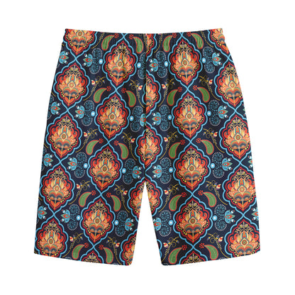Indian Floral Paisley Pattern Print Cotton Shorts