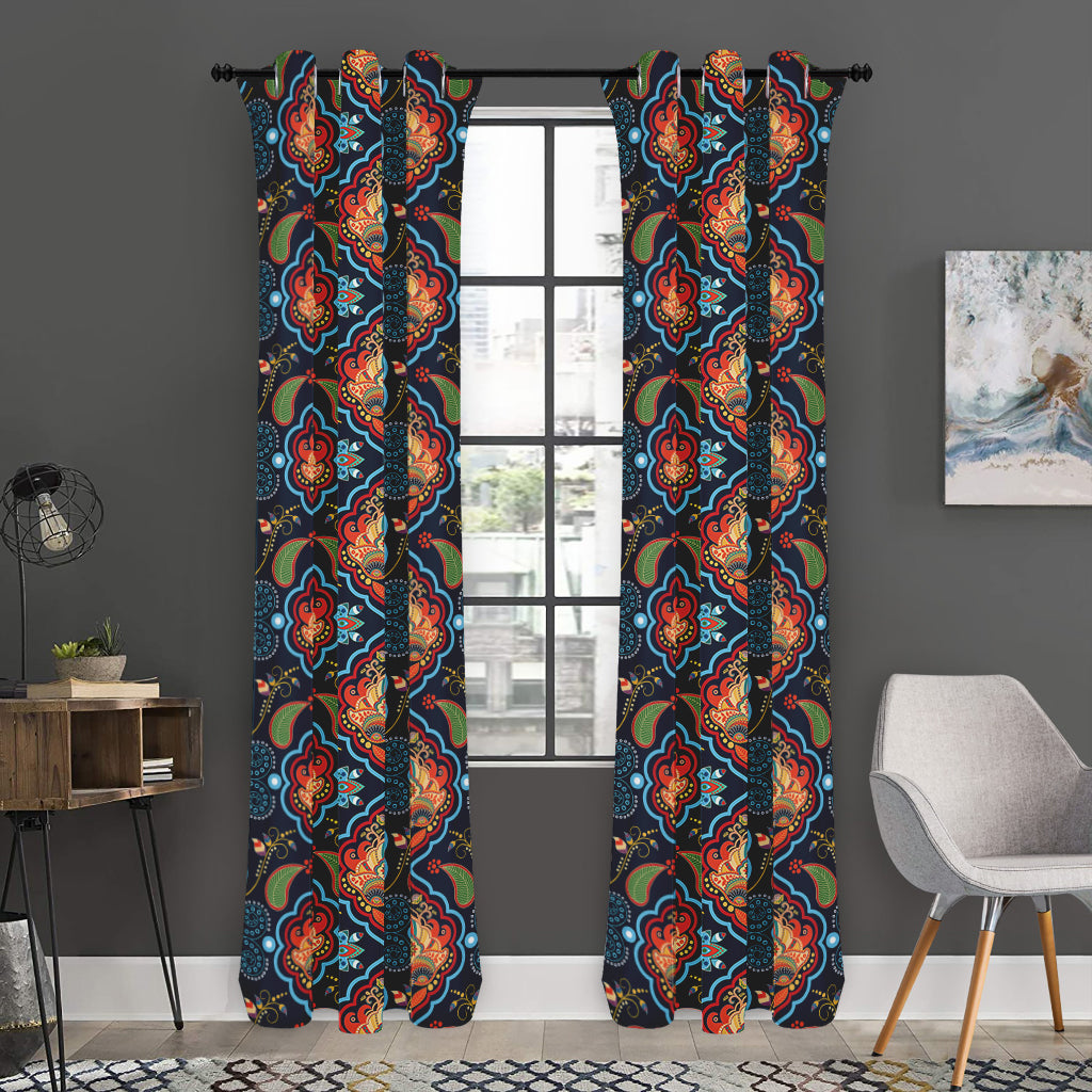 Indian Floral Paisley Pattern Print Curtain