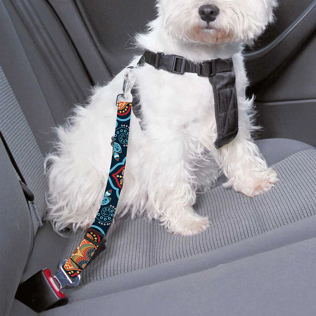 Indian Floral Paisley Pattern Print Dog Seat Belt