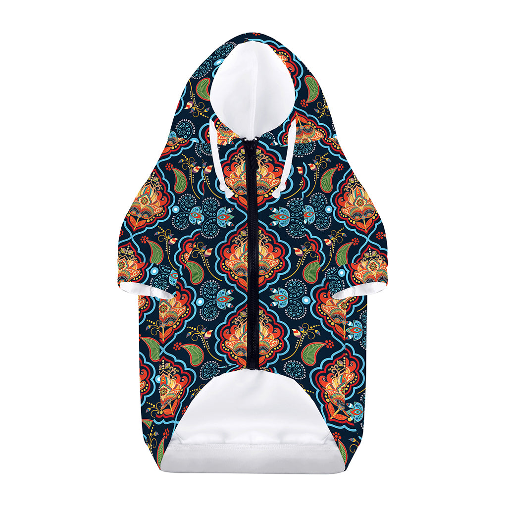 Indian Floral Paisley Pattern Print Dog Zip Up Hoodie