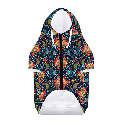 Indian Floral Paisley Pattern Print Dog Zip Up Hoodie