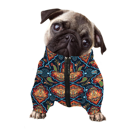 Indian Floral Paisley Pattern Print Dog Zip Up Jacket