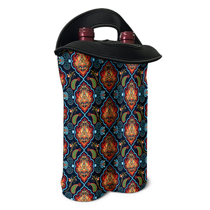 Indian Floral Paisley Pattern Print Double Neoprene Wine Tote