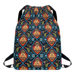 Indian Floral Paisley Pattern Print Drawstring Backpack
